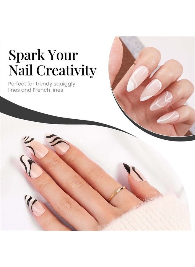beetles Gel Polish Nail Art Gel Liner Nail Polish Set- 2 Popular Black White Colors Gel Art Paint for Swirl Nails Euphoria Nail Built Thin Nail Art Brush in Gel Pens Soak off Manicure Gifts for Women  - Image 3
