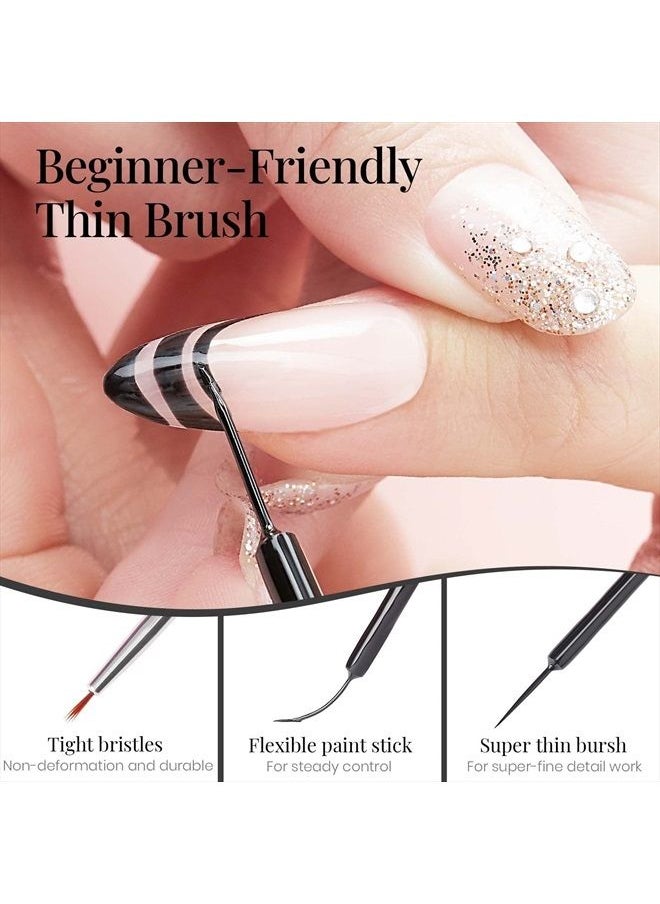 beetles Gel Polish Nail Art Gel Liner Nail Polish Set- 2 Popular Black White Colors Gel Art Paint for Swirl Nails Euphoria Nail Built Thin Nail Art Brush in Gel Pens Soak off Manicure Gifts for Women  - Image 4