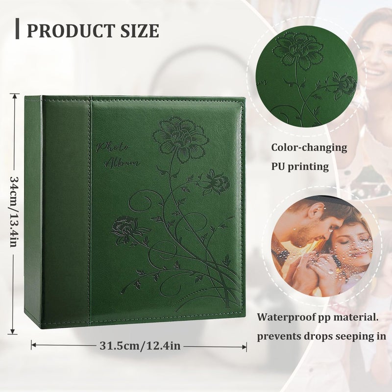 Artmag Photo Album 4x6 1000 Photos, Large Capacity Wedding Family Leather Cover Picture Albums Holds Horizontal and Vertical 4x6 Photos with Black Pages(Dark Green) - Image 2