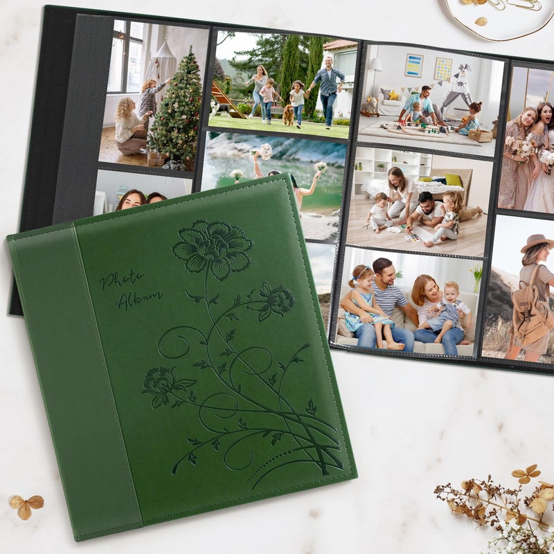 Artmag Photo Album 4x6 1000 Photos, Large Capacity Wedding Family Leather Cover Picture Albums Holds Horizontal and Vertical 4x6 Photos with Black Pages(Dark Green) - Image 4