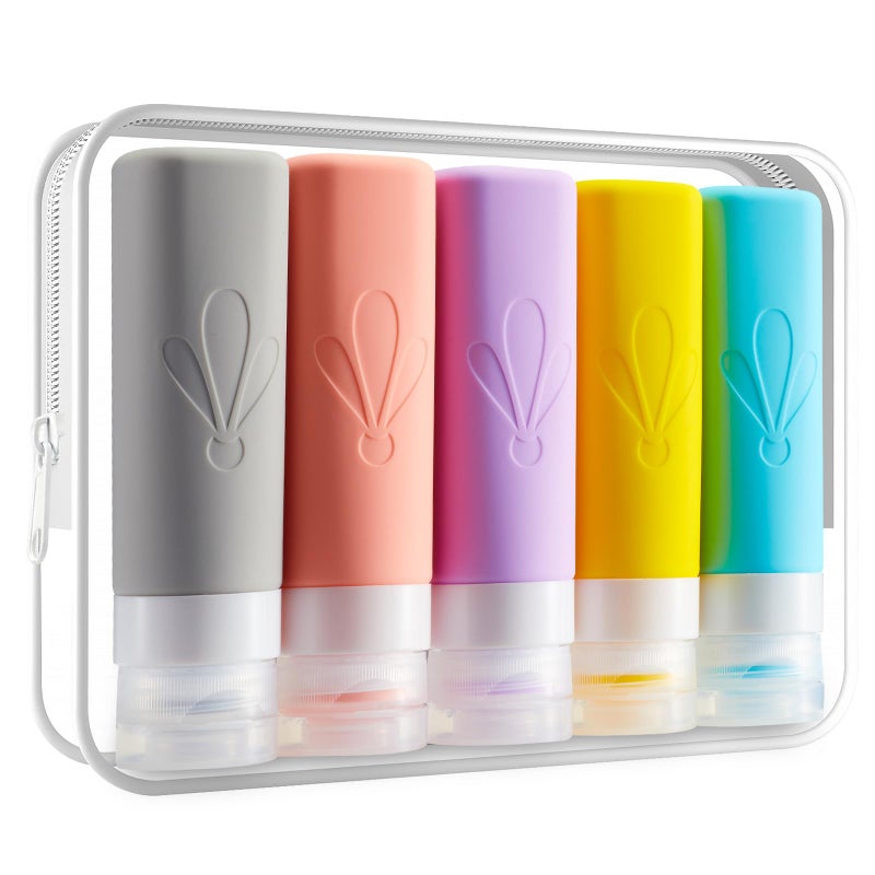 INSFIT Travel Bottles for Toiletries TSA Approved 3oz Travel Size Containers BPA Free Leak Proof Squeezable Silicone Tubes for Shampoo Conditioner Lotion Soap with Labels