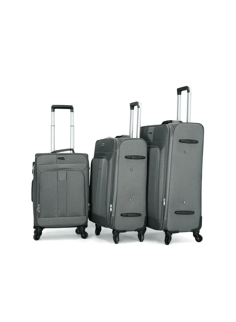جيوردانو Giordano Trolley Bags 3 PCS Set Softside Spinners,Grey