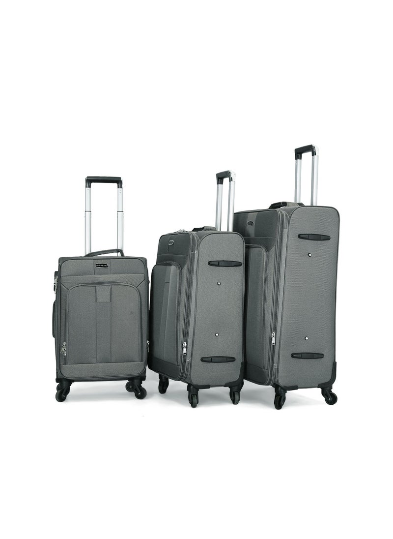 GIORDANO Giordano Trolley Bags 3 PCS Set Softside Spinners,Grey  - Image 1