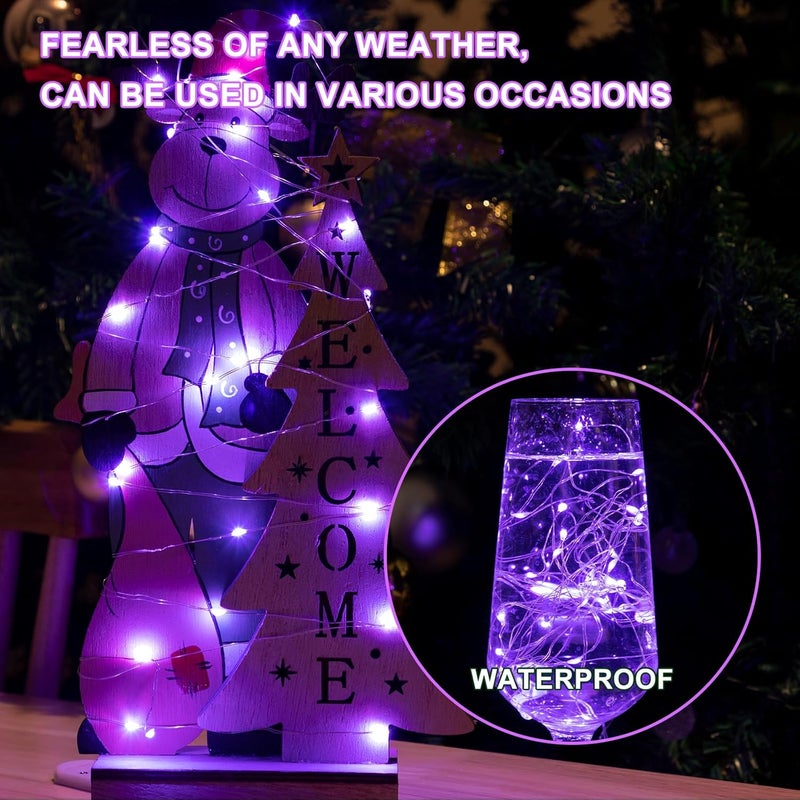 SINAMER 6PCS Purple Fairy Lights Battery Powered with Timer, 7ft 20LEDs Twinkle Mini Lights with Remote,Waterproof Small Silver Wire Firefly Starry for DIY Wedding Party Christmas - Image 4