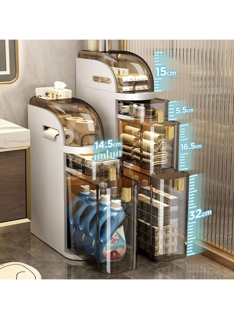 DubaiGallery Freestanding Plastic Closet Organizer System with Drawers - Multi-Functional Narrow Slot Storage Cabinet - Mobile Multi-Layer Storage Unit with Visible Windows for Bathroom, Kitchen, Bedroom, Living Room - Home Organization & Storage Supplies - Image 2