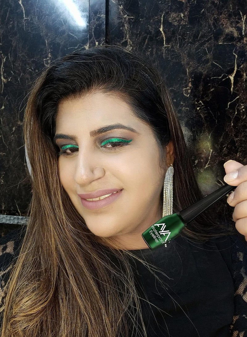 آية آيلاينر سائل مقاوم للماء يدوم طويلًا ويتحول إلى لون سائل من آيا، مجموعة من قطعتين (أخضر وأزرق) - Image 3