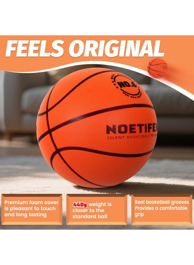 Noetifex كرة سلة صامتة وزن 440 جرام مطورة، كرة تدريب داخلية عالية الكثافة وصامتة مع صندوق هدايا، مادة ناعمة حقيقية للقفز، مثالية لممارسة المراوغة في المنزل والشقة (برتقالي حجم 6) - Image 4