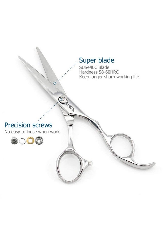 كينسارو مقص حلاق مقاس 5.5 بوصة مقص شعر مقصات شعر احترافية مقصات قص مقص قص شعر 440C مقص حلاقة مقص قص شعر شفرات محدبة فضية KINSARO - Image 3