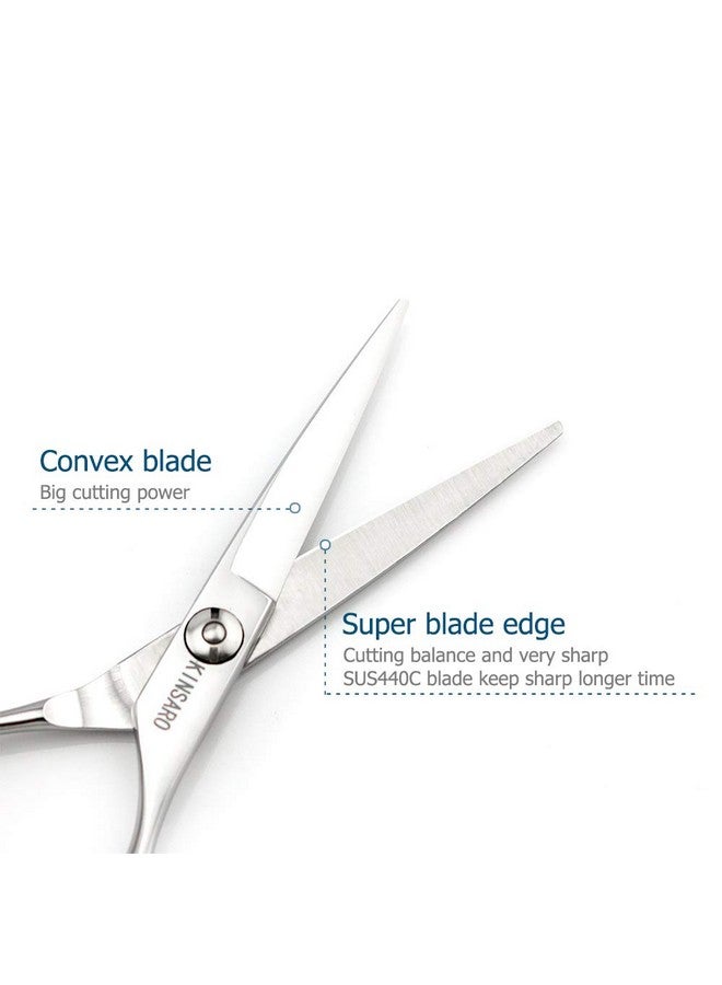 كينسارو مقص حلاق مقاس 5.5 بوصة مقص شعر مقصات شعر احترافية مقصات قص مقص قص شعر 440C مقص حلاقة مقص قص شعر شفرات محدبة فضية KINSARO - Image 4