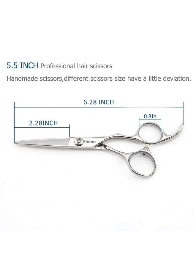 كينسارو مقص حلاق مقاس 5.5 بوصة مقص شعر مقصات شعر احترافية مقصات قص مقص قص شعر 440C مقص حلاقة مقص قص شعر شفرات محدبة فضية KINSARO - Image 2