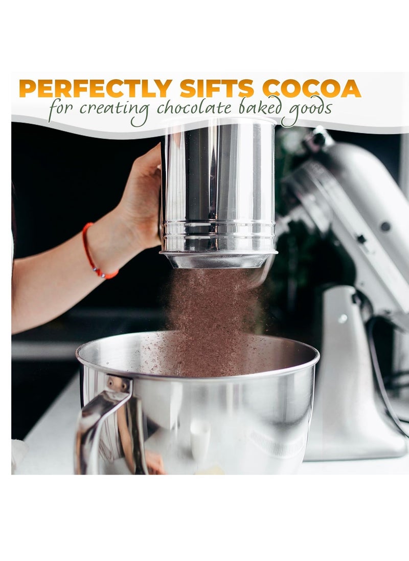 Generic - Flour Sifter Stainless Steel Large Sifter for Baking and Powdered Sugar Flour Sieve - Image 1