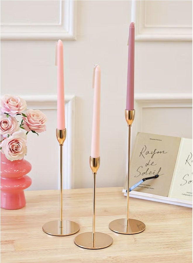 Realfrog 4 Pcs Taper Candles Romantic Rose Scent Scented Pink Gradient Color Scented Smokeless Candle Long Candles Colored Taper Candles for Decor Wedding Festival and Special Occasions 10 Inch  - Image 2