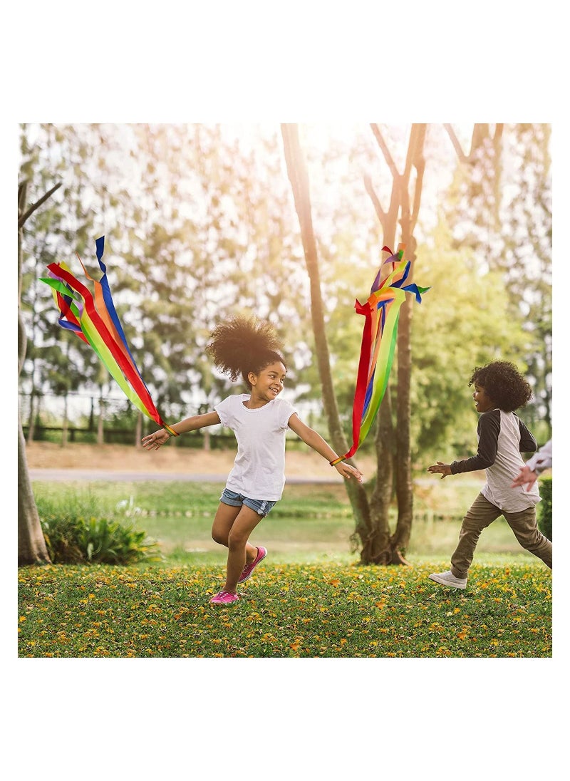 SYOSI - Rainbow Dance Ribbons for Kids, 12Pcs Hand Held Rhythm Rainbow Streamers, Circus Carnival Rhythmic Gymnastics Birthday Party Decoration, Ribbon Baton Twirling Sticks Silks Streamers Wands for Girls - Image 1