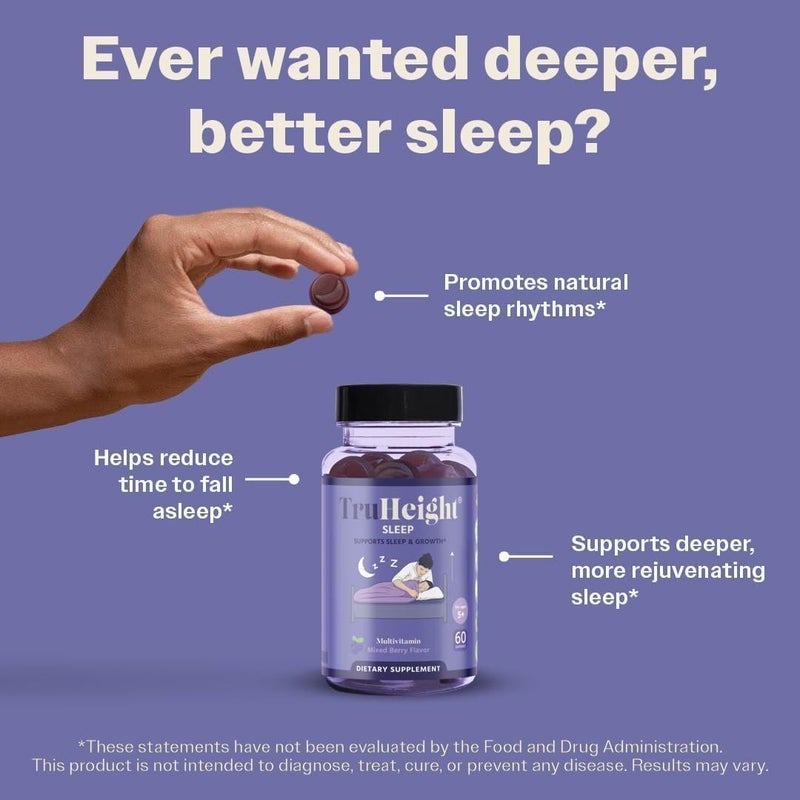 TruHeight Sleep Gummies - Kids & Teen Natural Sleep Aid for Maximum Growth - Pediatric Recommended - Kids Melatonin Gummy - Melatonin, Ashwagandha, L Theanine, Lemon Balm, Ages 5+, Mixed Berry Flavor - Image 4
