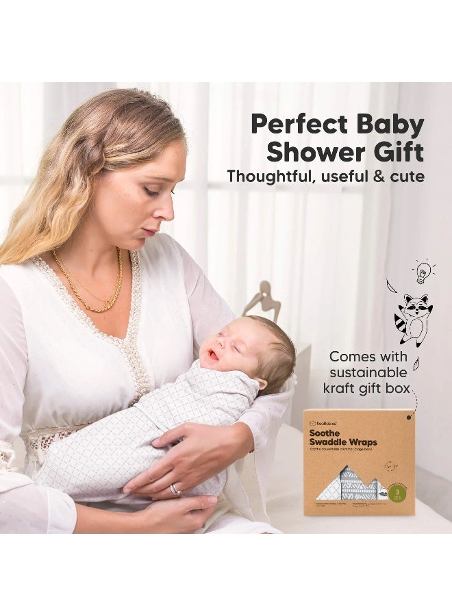 KeaBabies Soothe Swaddle Wraps 3 Pack, Newborn Swaddle Blanket, Nordic - Image 3