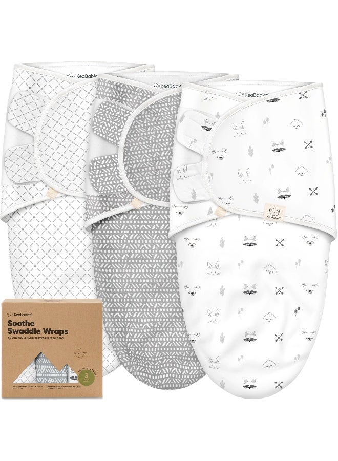 KeaBabies Soothe Swaddle Wraps 3 Pack, Newborn Swaddle Blanket, Nordic - Image 1