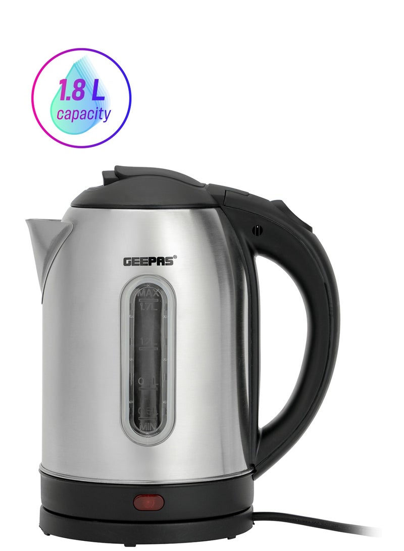 GEEPAS Portable Electric Kettle 1.8L 1.8 L GK6123 Silver/Black - Image 1