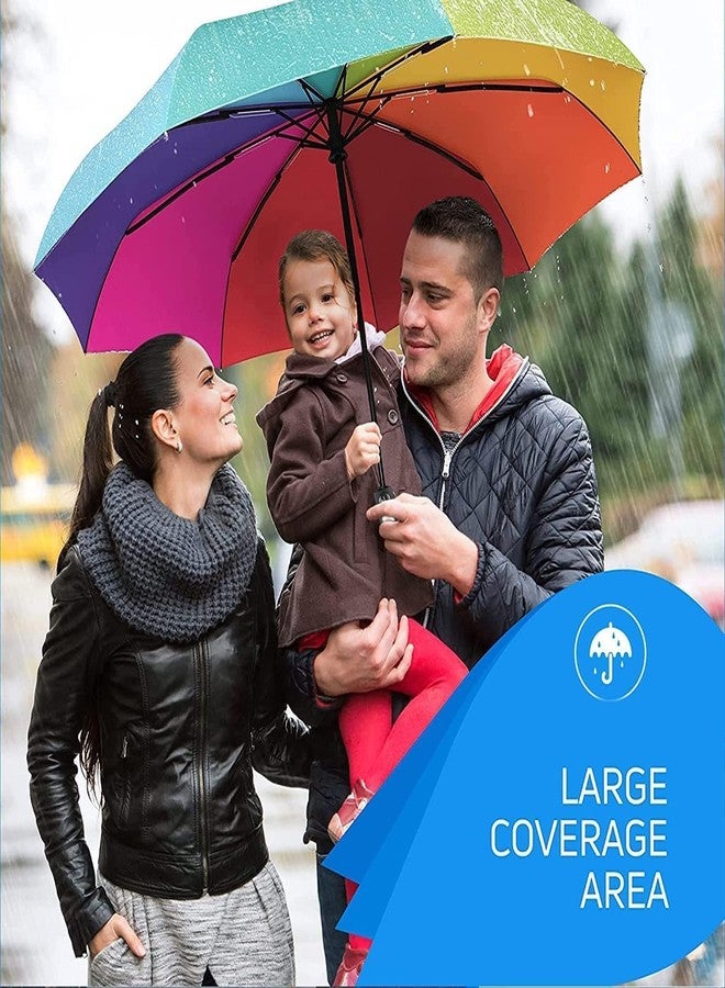 TECH LOGO ELECTRONICS Rainbow Umbrella, Colorful Umbrella Sun Beach Umbrella for Men and Women Foldable - Image 4