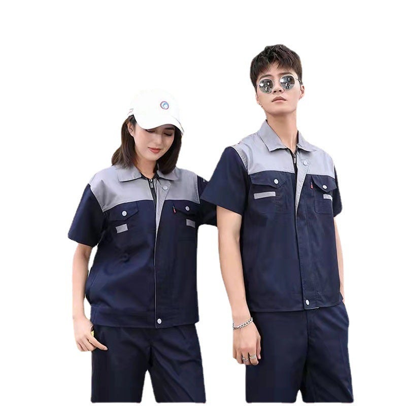 Summer Work Clothes Suit Men'S Short-Sleeved Tops Breathable Auto Repair Property Factory Clothes Ready-Made Work Clothes Labor Protection Clothes - Image 4