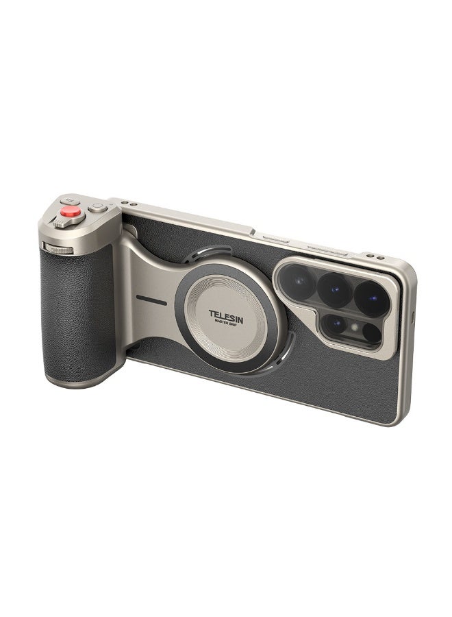 TELESIN Phone Camera Grip for Galaxy S26 Ultra, 3200mAh Magnetic Wireless Charging Smartphone Shooting Grip with ND16 Filter, Fill Light, Shutter Button and Zoom Dial - Image 1