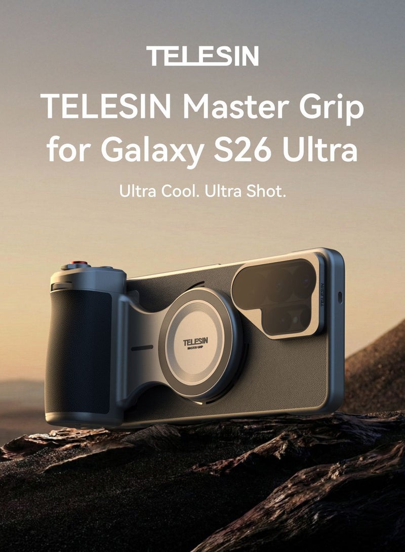 TELESIN Phone Camera Grip for Galaxy S26 Ultra, 3200mAh Magnetic Wireless Charging Smartphone Shooting Grip with ND16 Filter, Fill Light, Shutter Button and Zoom Dial - Image 2