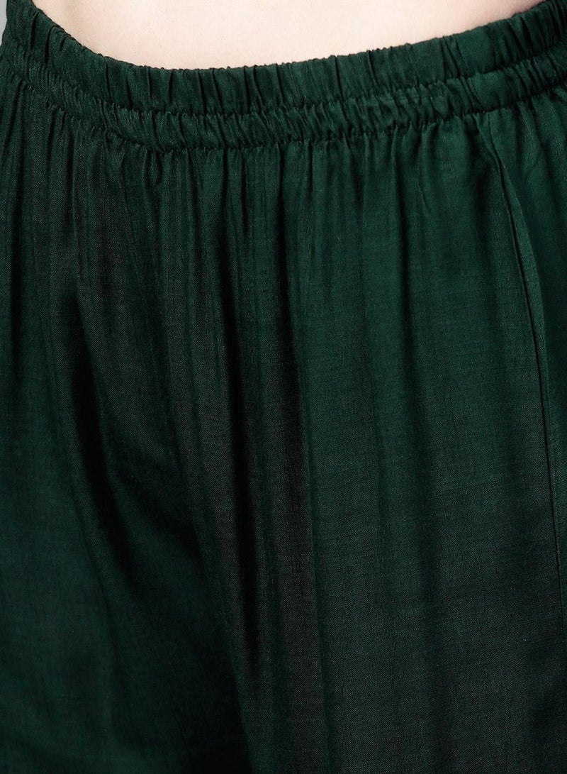 ISHIN Women'S Green 100% Cotton Floral Regular Fit Kurta Set - Image 3