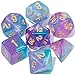QMAY DND Dice Set DD Polyhedral Dice 7 Pcs for Dungeons and Dragons Purple Light Blue Glitter - Image 2