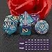 QMAY DND Dice Set DD Polyhedral Dice 7 Pcs for Dungeons and Dragons Purple Light Blue Glitter - Image 4