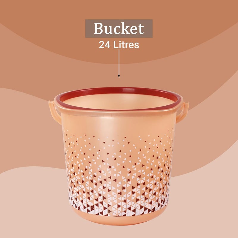Kuber Industries 24 Litres Water Bucket for Washing Clothes with Handle | Bathing Balti for Bathroom | Water Storage Container - Essential for Household Chores | Tined- Brown - Image 4