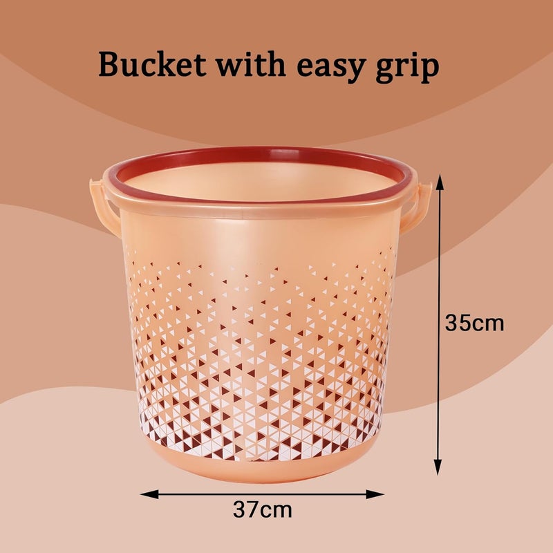 Kuber Industries 24 Litres Water Bucket for Washing Clothes with Handle | Bathing Balti for Bathroom | Water Storage Container - Essential for Household Chores | Tined- Brown - Image 3