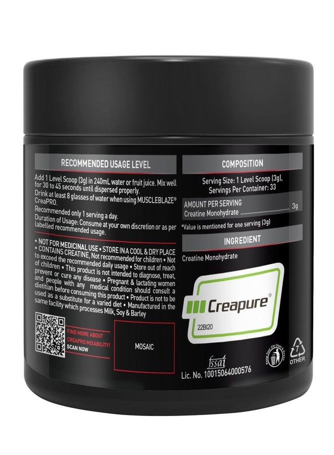 مسل بلايز مسحوق كرياتين مونوهيدرات MuscleBlaze CreaPRO مع Creapure، بدون نكهة (33 حصة، 100 غرام) - Image 3