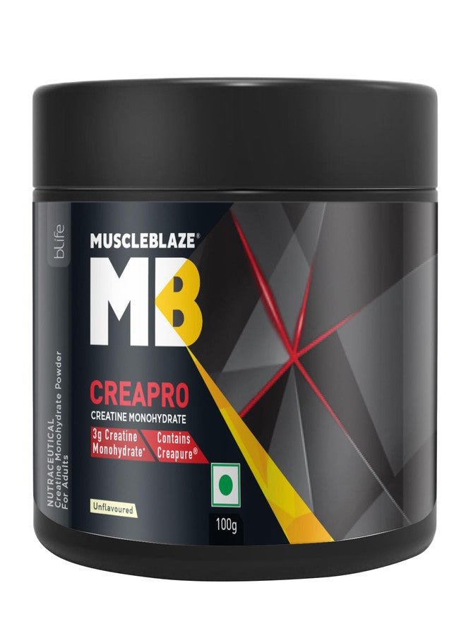 مسل بلايز مسحوق كرياتين مونوهيدرات MuscleBlaze CreaPRO مع Creapure، بدون نكهة (33 حصة، 100 غرام) - Image 1
