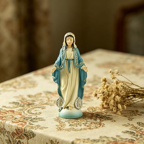 DurableDelights Virgin Mary Statue Catholic, Religious Decor Resin Statue, Our Lady of Grace of Collection and Home Use, 4.72" H. - Image 4