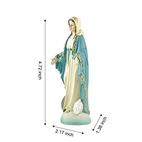 DurableDelights Virgin Mary Statue Catholic, Religious Decor Resin Statue, Our Lady of Grace of Collection and Home Use, 4.72" H. - Image 3