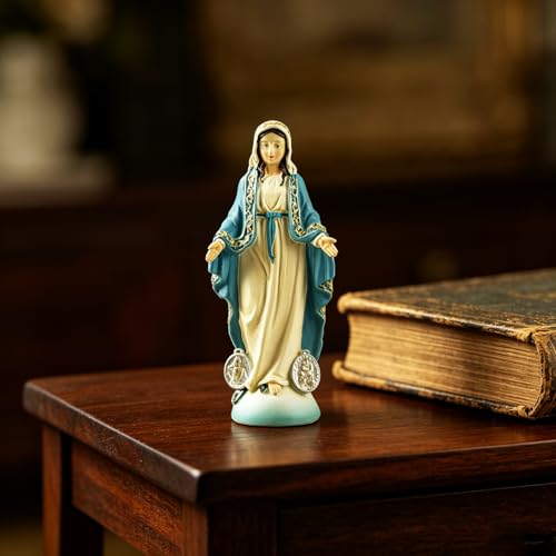 DurableDelights Virgin Mary Statue Catholic, Religious Decor Resin Statue, Our Lady of Grace of Collection and Home Use, 4.72" H. - Image 2