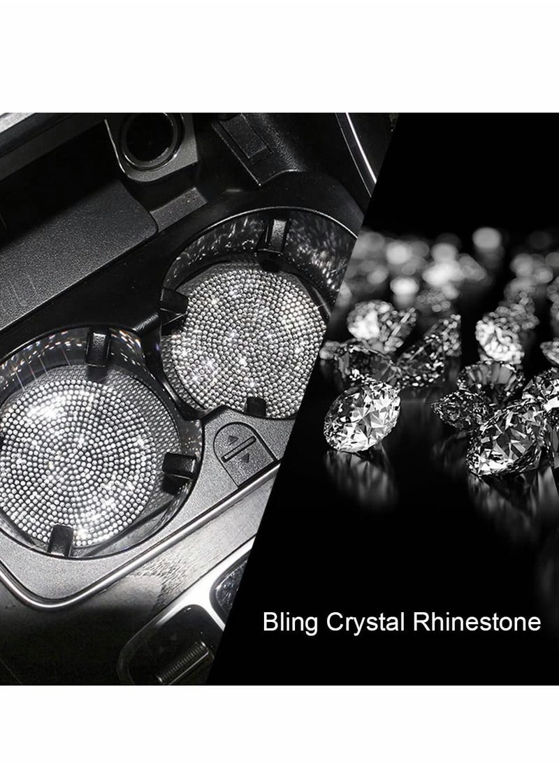 Excefore Car Cup Coaster, 2 Pcs Bling Rhinestone Car Cup Holder Coasters 4, 2.75 inch Anti-Slip Shockproof Universal Fashion Vehicle Car Coasters Insert Crystal Automotive Interior Accessories for Wome  - Image 5