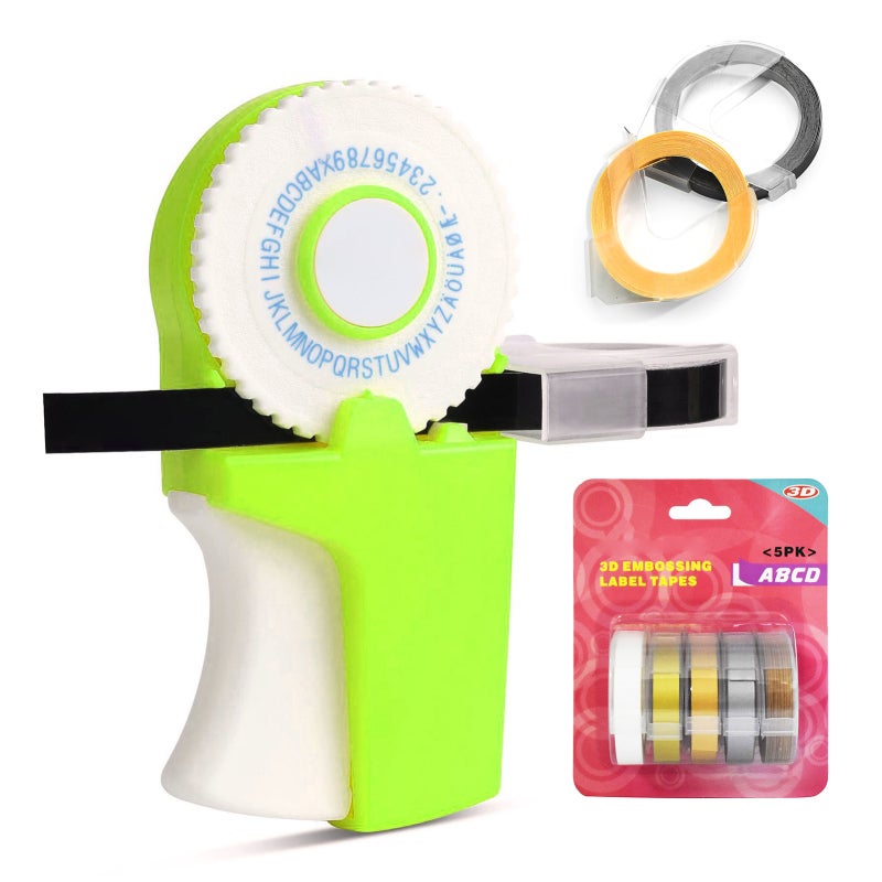 Dymo Embossing Label Maker 9mm Wide 300cm Length Inkless Eco-Friendly 3D Label Printer - Durable Wear-Resistant Label Tape Kit for Home Office Organization DIY Crafts - Image 2