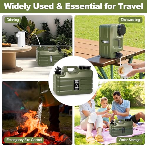 Sahasea 3 Gallon Water Jug, Portable Camping Water Jug Dispenser with Spigot, Leak-Proof Water Storage Containers for Camping, Outdoor, RV, BPA Free Emergency Water Tank, Green - Image 2