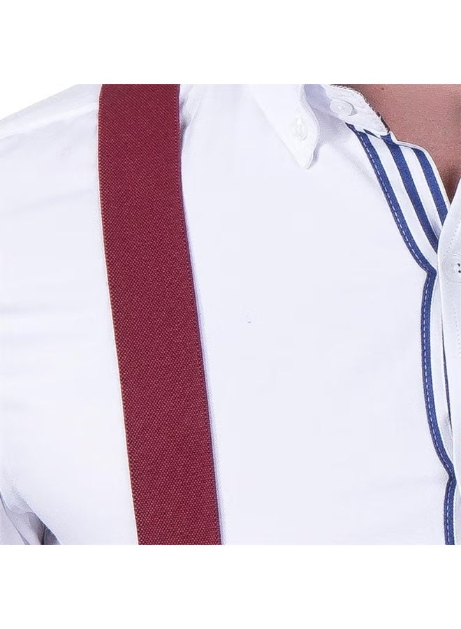 Tudors Claret Red Plain Men's Trouser Suspenders - Image 4