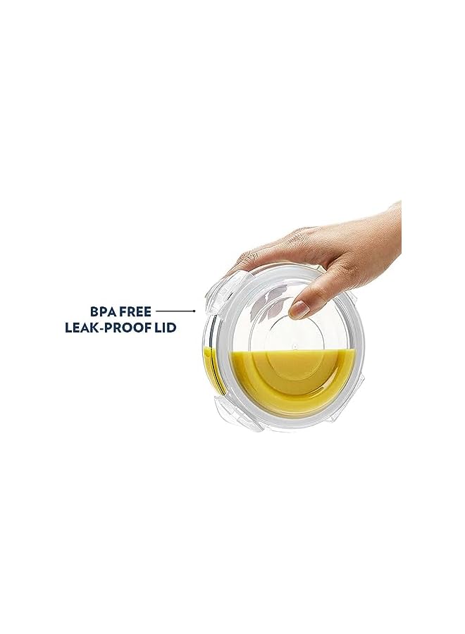 S-TOP ROUND GLASS STORAGE CONTAINER WITH AIR TIGHT LID FOOD STORAGE CONTAINER MICROWAVE SAFE CONTAINER 400 ML - Image 3
