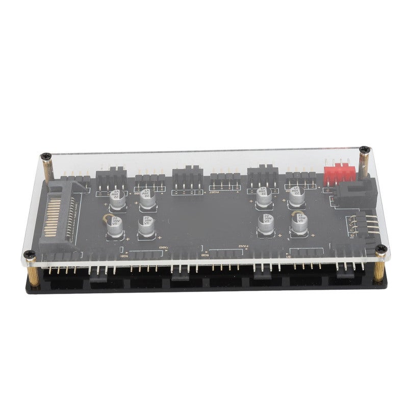 Republic Of Gamers ARGB PWM Hub 8 Way 12V 4PIN SATA Powered - 2 in 1 ARGB PWM Expansion for PC Case Cooling Fans - Image 2