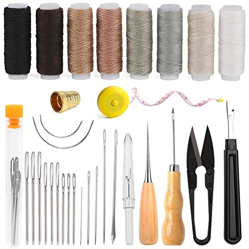 BAGERLA Upholstery Repair Sewing Kit Heavy Duty Sewing Kit with Awl Tools, Seam Ripper, Hand Stitching Needles, Upholstery Thread, Leather Craft Tool Kit for Shoes Sofa Tent Carpet Leather Craft DIY - Image 1