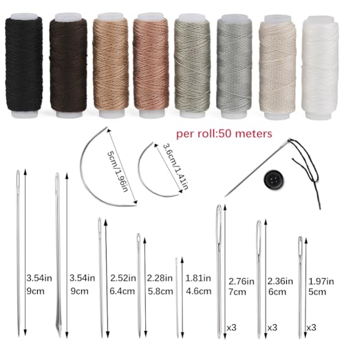 BAGERLA Upholstery Repair Sewing Kit Heavy Duty Sewing Kit with Awl Tools, Seam Ripper, Hand Stitching Needles, Upholstery Thread, Leather Craft Tool Kit for Shoes Sofa Tent Carpet Leather Craft DIY - Image 2
