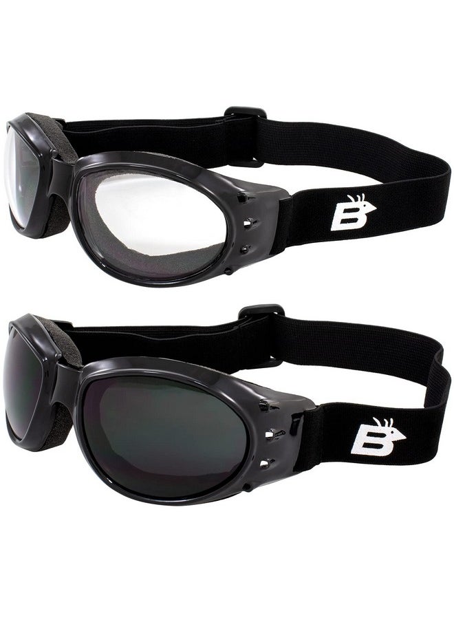 Birdz Eyewear - Eagle Red Baron Motorcycle Airsoft Goggles Clear & Super Dark Day Night - Image 1
