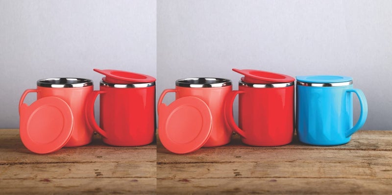 Faverito Mug Unbreakable Insulated Double Wall Spill Proof Plastic Stainless Steel Tea/Coffee/Milk Mug with Lid (5) - Image 1