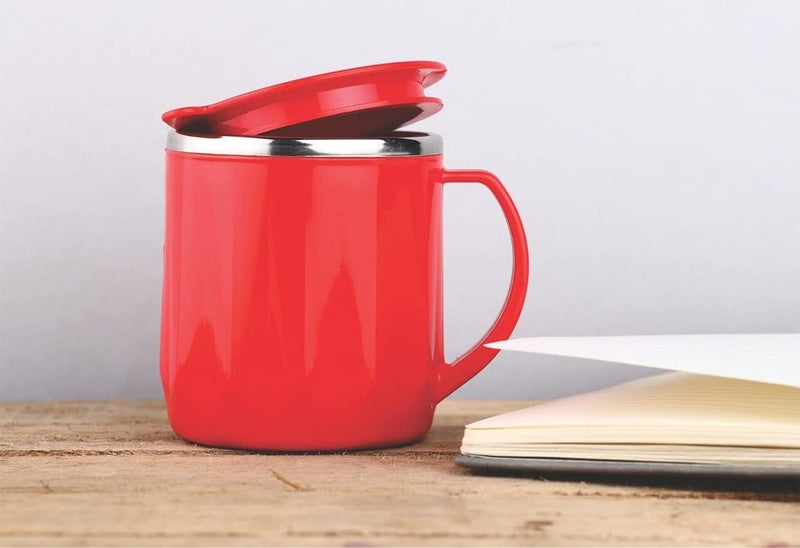 Faverito Mug Unbreakable Insulated Double Wall Spill Proof Plastic Stainless Steel Tea/Coffee/Milk Mug with Lid (5) - Image 4