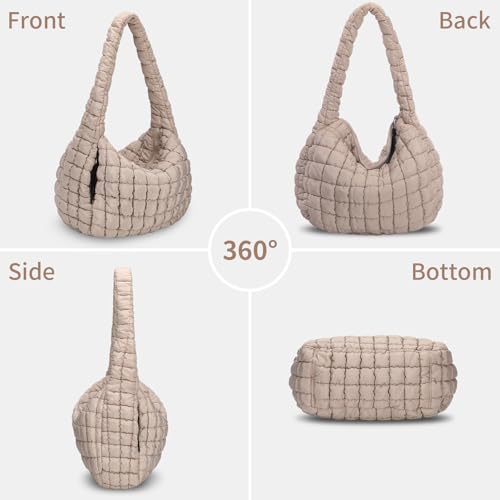 PRAGARI Puffer Tote Bag for Women Large Quilted Carryall Bag Soft Puffy Crossbody Lightweight Shoulder Handbags Work Travel - Image 5
