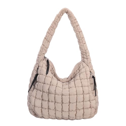 PRAGARI Puffer Tote Bag for Women Large Quilted Carryall Bag Soft Puffy Crossbody Lightweight Shoulder Handbags Work Travel - Image 1