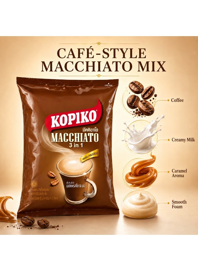 Kopiko Macchiato 3 In 1 Coffee Sachets, Instant Coffee Powder Mix With Creamer & Sugar, Smooth Café Style Beverage - Image 2