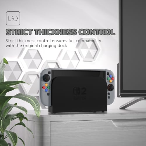 PlayVital Protective Case for Nintendo Switch 2 with Extra Stand | Ultra-Slim Dockable Hard Shell, Split Joycon Cover, Button Caps & Thumb Grips | Pattern Series, SFC SNES Classic EU Style - Image 4